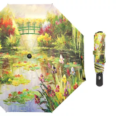 Claude Monet Art Design UV Protect Automatic Three-folding  Rain/ Sun Umbrella • $39.99