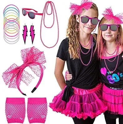 80’s Accessories Set In Pink Fancy Dress Costume New  • £5