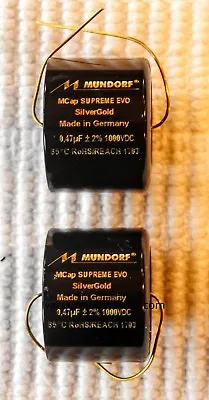 TWO Mundorf MCap 1000 VDC SUPREME EVO Silver Gold  Cap Capacitor .47 0.47 Uf • $83.95