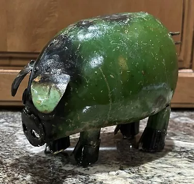 Rustic Scrap Metal Garden Pig Reclaimed Folk Art Style Yard Art • $39.99