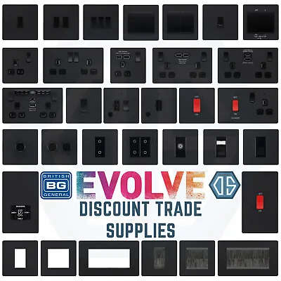 BG Evolve Matt Black Screwless Switches & Sockets Black Inserts Full Range • £47.99