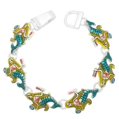 Mermaid Bracelet Magnetic Closure Beach Nautical Theme Mirror Tropical Enamel • $12.99