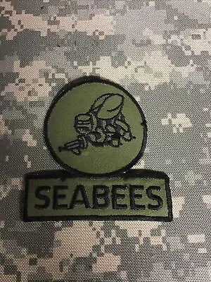 1960s Vintage US NAVY SEABEES Pocket Patch Subdued Construction Battalion 1-1 • $10.46