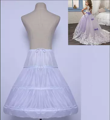 3 Hoop Girls' Petticoat Underskirt Half Slip Flower Girl Wedding Crinoline Skirt • £10.79