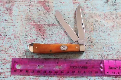 2000 Queen Moore Maker Matador TX USA Smooth Orange Bone Liner Lock Mini Trapper • $31