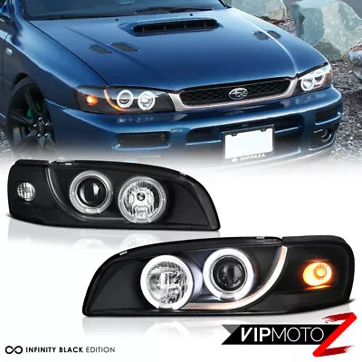 JDM Black Halo Angel Eye Projector Headlight For 1997-2001 Subaru Impreza RS/LX • $167.12