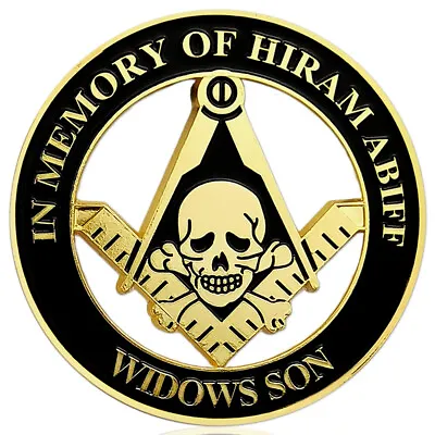 Freemasonry Widows Son Auto Car Emblem W/ Sticker Gold Finish • $12.99