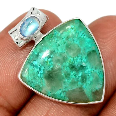 Natural Quantum Quattro - USA & Moonstone 925 Silver Pendant Jewelry CP43716 • $12.99