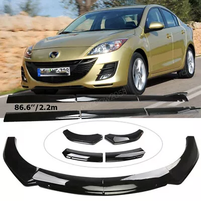 For Mazda 3 Sedan Hatchback Front Bumper Lip Kit Splitter + Extension Side Skirt • $130.99