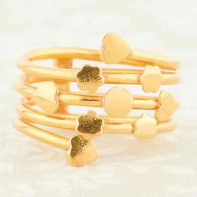 Hearts And Flowers 5 Band Ring – 22ct Gold - Size G • £550