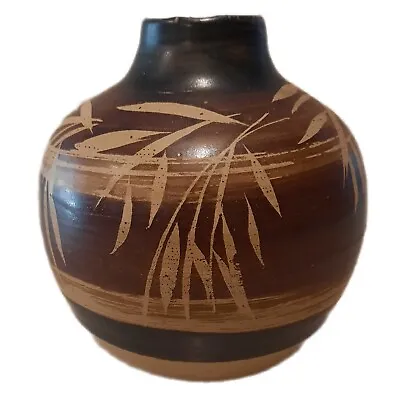 Vintage Signed Bennett Welsh 1971 Pacific Stoneware Ceramic Vase Browns • $15