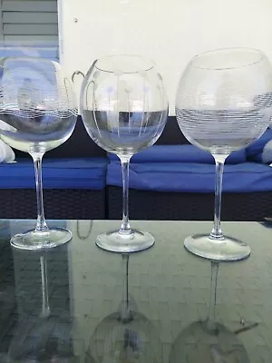 Set Of (3) MIKASA CHEERS TOO  Balloon Wine Goblets Glasses 24.5oz  9  Striped • $21.99