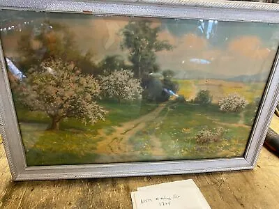 R Atkinson Fox  17x11 Print Painting Framed Country Road Vtg Artwork Spring Tree • $79.95