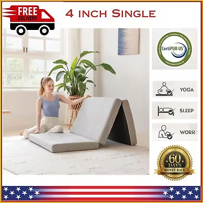 Tri Fold Memory Foam Mattress 4  Single Folding Portable Travel Sleeping Mat • $68.89