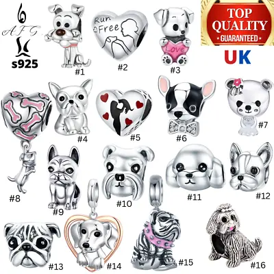 Genuine Sterling Silver S925 AFG Charm Bead Pet Dog Pendant Puppy Animal Friends • £19.99