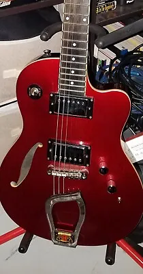 HAGSTROM D2F Deluxe Semi-Hollowbody Electric Guitar Red Sparkle Finish • $489