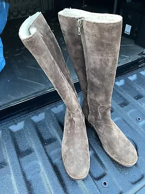 UGG 5518 Broome Suede Sheepskin Shearling Lined Tall Boots Size 10 • $68