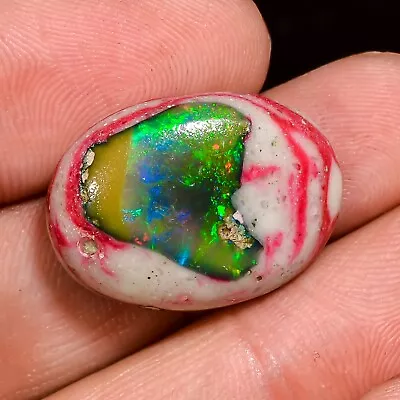 13.5 Ct Natural Mexican Fire Opal Oval Shape Cabochon Loose Gemstone 22X16X7 Mm • $79.99