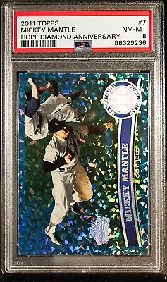 9236 MICKEY MANTLE 2011 Topps #7 Hope Diamond Anniversary Refractor 46/60 PSA 8 • $128.05