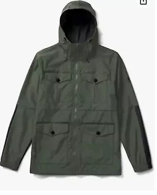 ROARK Men's Cascade Rain Shell Jacket Waterproof Coat W/ Hood Dark Military M • $89.99