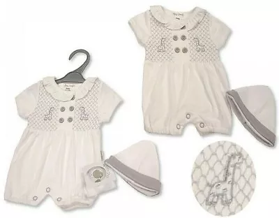 Premature Baby Romper Suit Set Giraffe Clothes Gift 3-5-8lb White Grey Unisex • £11.95