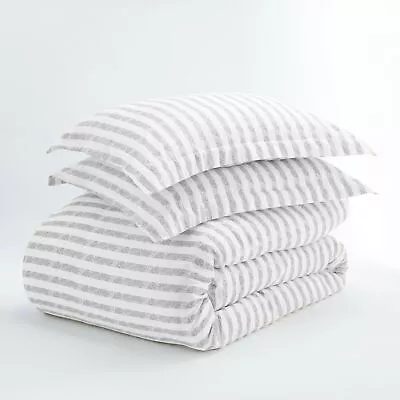 3PC Duvet Cover Set Puffed Rugged Stripes By Kaycie Gray Fashion • $28.55