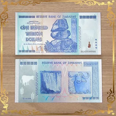 5x Zimbabwe 100 Trillion Dollar Banknote Non-Current Currency In Sleeve • $16