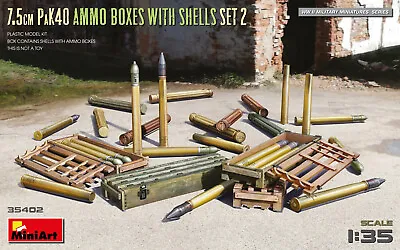 MiniArt 1/35 35402 WWII German 7.5cm PaK40 Ammo Boxes With Shells (Set.2) • $38.97