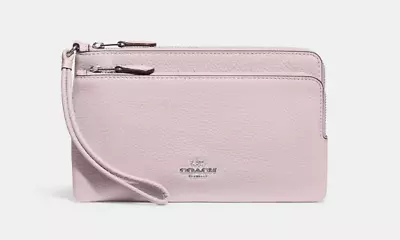 Nwt Coach Double Zip Ice Pink Leather Wallet C5610 Bag Phone Wristlet Purse • $128.21