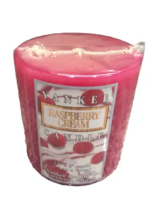 YANKEE CANDLE Raspberry Cream 2.8  X 3  Pillar Candle 35-45 Hours NWT/NOS Sealed • $39.97