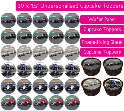 30 Racing Cars Edible Wafer & Icing Cupcakes Toppers Bday Party Decor Track F1 • £2.25