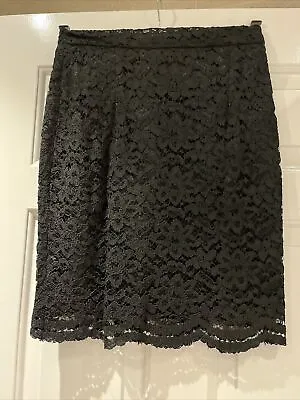 Women’s Charlotte Halton New York Black Lace Lined Skirt Evening Xmas Size 8 • £12