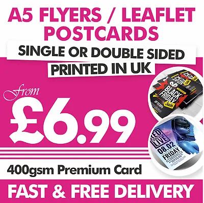 £19.99 • Buy A5 Postcard Flyer/Leaflet Printing 400gsm Premium Artcard Quality Printed Flyers