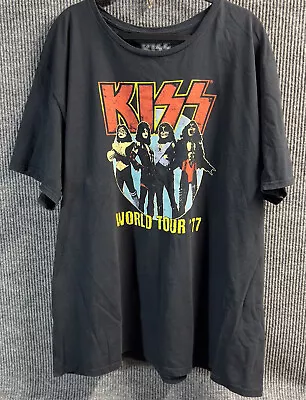 Kiss World Tour ‘77 T-Shirt Mens 3X Black Retro Style Rock Band Tee Loose Fit • $14.47