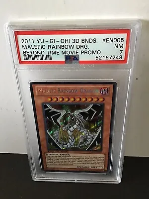 YuGiOh! TCG PSA 7 NM Malefic Rainbow Dragon Beyond Time Movie Promo • $32