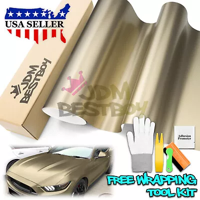Premium Matte Metallic Satin Pearl Champagne Gold Vinyl Car Wrap Sticker Decal • $16.60