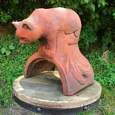 £64.99 • Buy Cat Roof Finial Half Round Ridge Tile Frost Proof Stone Ornament Original Design
