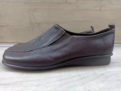 Womens DANIEL HECHTER Paris Dark Brown Leather Low Wedge Loafer Shoes Size 3 36 • £17.99