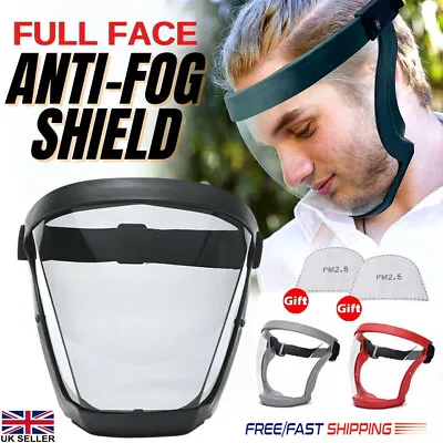 Anti-fog Shield Safety Full Face Protective Head Cover Transparent Mask+2filter • £6.85