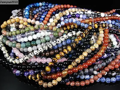 Natural Gemstones 5.5mm ~ 6mm ~ 6.5mm Round Loose Beads 15'' ~ 16'' Pick Stone • $3