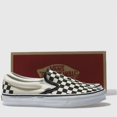 Vans Black & White Checkerboard Classic Slip-On Trainers Sneakers Size UK 6 NEW • £85