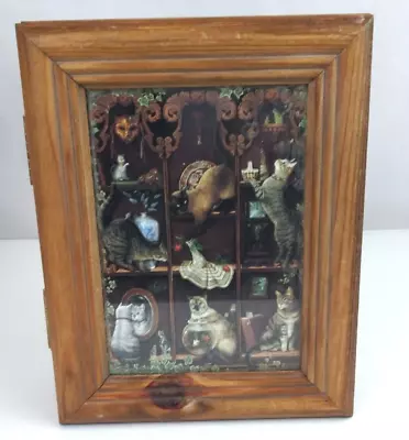 Wooden Shadow Box With Kitty Cats Design 9.25  X 7.5  • $24.99