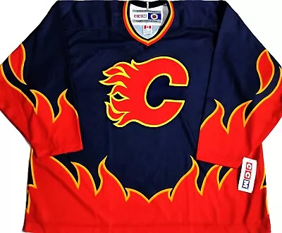 Vintage-2x Calgary Flames Blank Fan/fashion Ccm/maska Nhl Licensed Hockey Jersey • $139.99