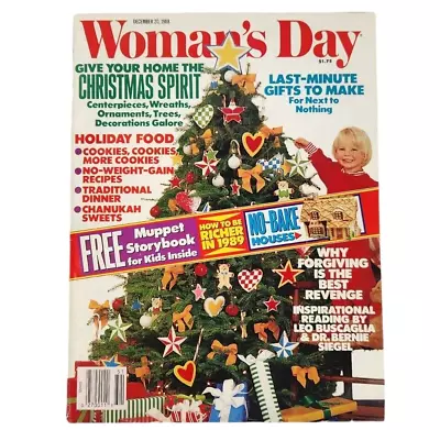 Woman's Day VTG Dec Christmas 1988 Magazine Baby Kermit Louise Gikow Muppet Book • $21.18