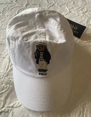 Ralph Lauren Nautical Polo Bear Adjustable White Baseball Cap • £55