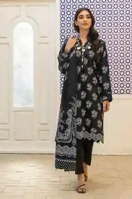 Khaadi Original Designer Spring 2024 Unstitched Suit Printed Lawn Fabrics Black • £39.99