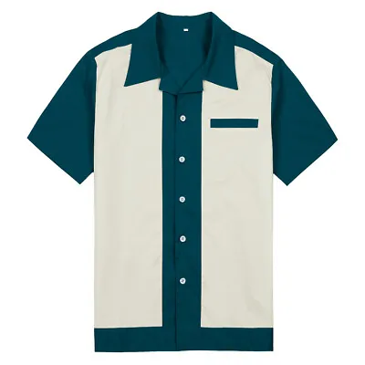 Mens Clothing Bowling Shirts Rockabilly Style Fashion Indie Mens Shirts 50s • £17.87