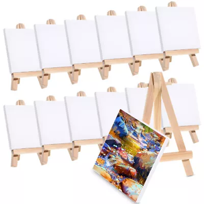 NUOBESTY 12 Mini Canvas & Easel Set For Painting & Crafts-GU • $19.73