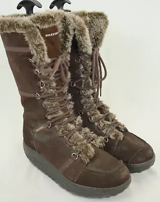 $49.75 • Buy Skecher Shape Ups Women's Furry Lace Zipper Faux Fur Lined Boots Size 9.5 Vgc!