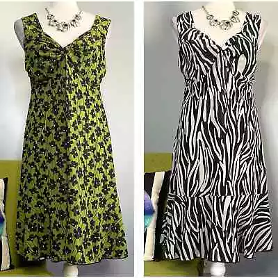 Cabi Samba Reversible Sleeveless Dress #6392 Floral & Zebra Animal Print  • $45.99